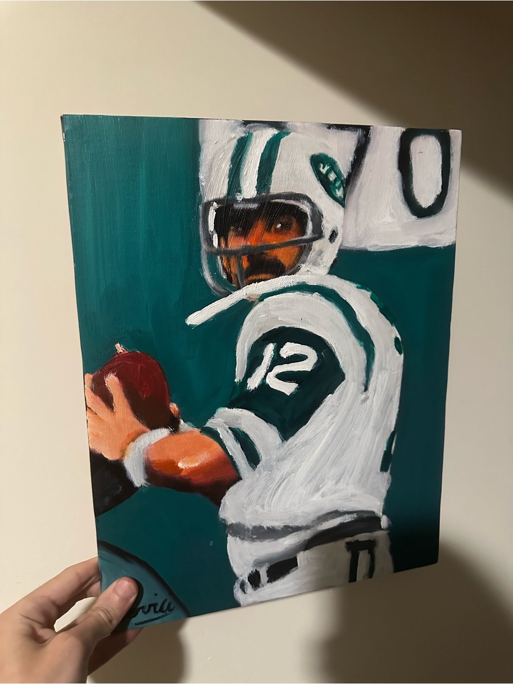 Joe Namath painting Football Player Canvas Art - 11x14 signed by artist